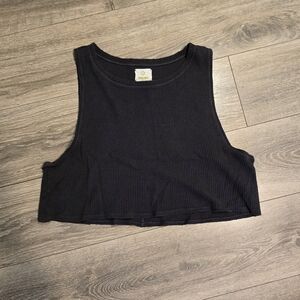 Aerie Offline, Sz XL Black Textured Crop Top